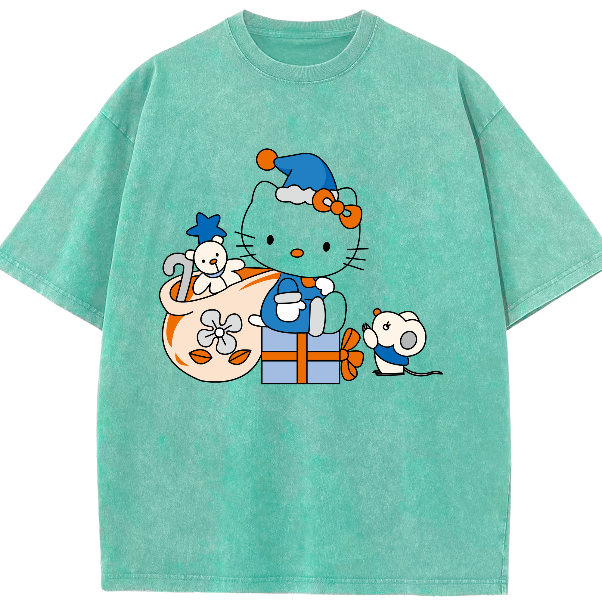 （画像用） Hello Kitty ハローキティ 綿100% ヴィンテージ風 半袖Tシャツ（フロントプリント）